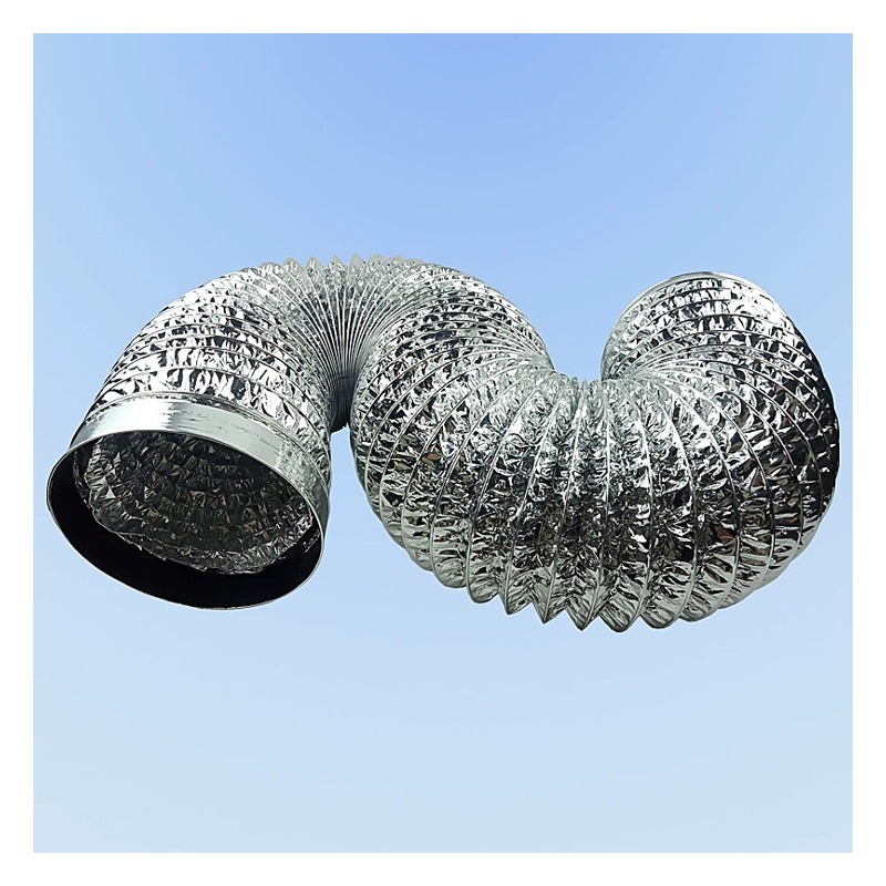 Curved roll display of aluminum foil exhaust hose