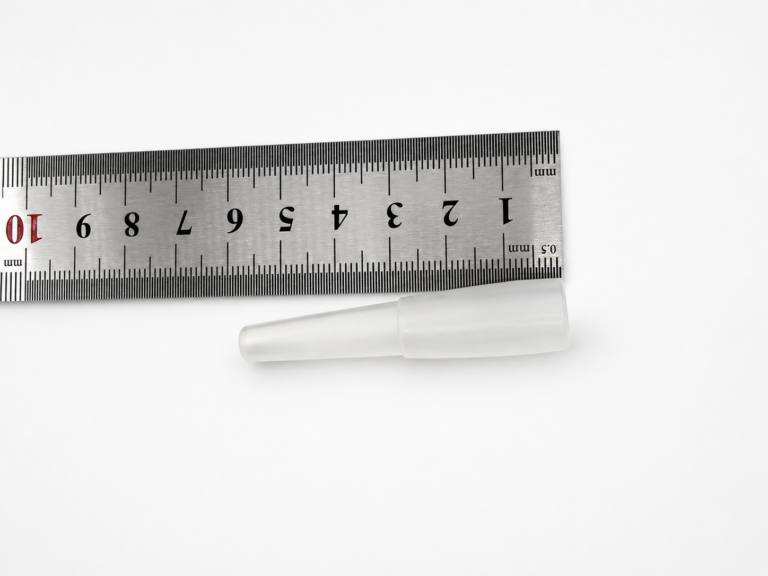 Side profile reference of a disposable hookah mouth tip with ruler