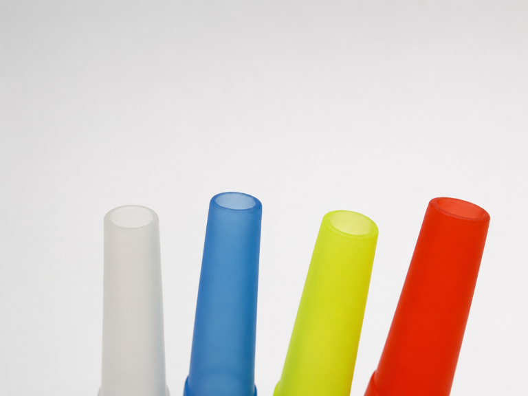 Top opening close-up of disposable hookah mouth tips in mixed colors
