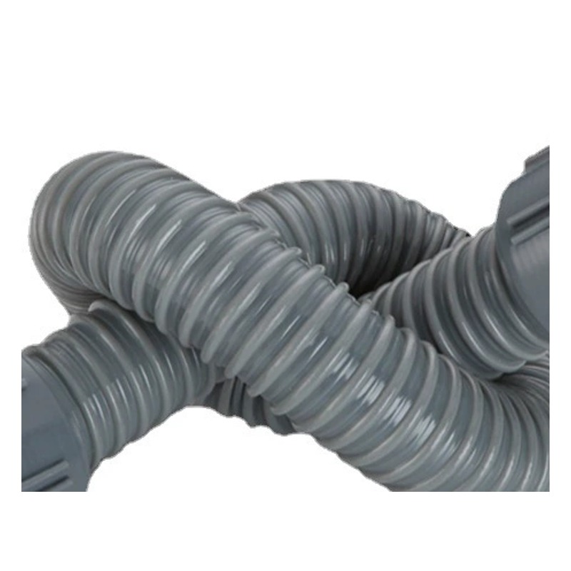 Ribbed detail of flexible kitchen sink drain hose
