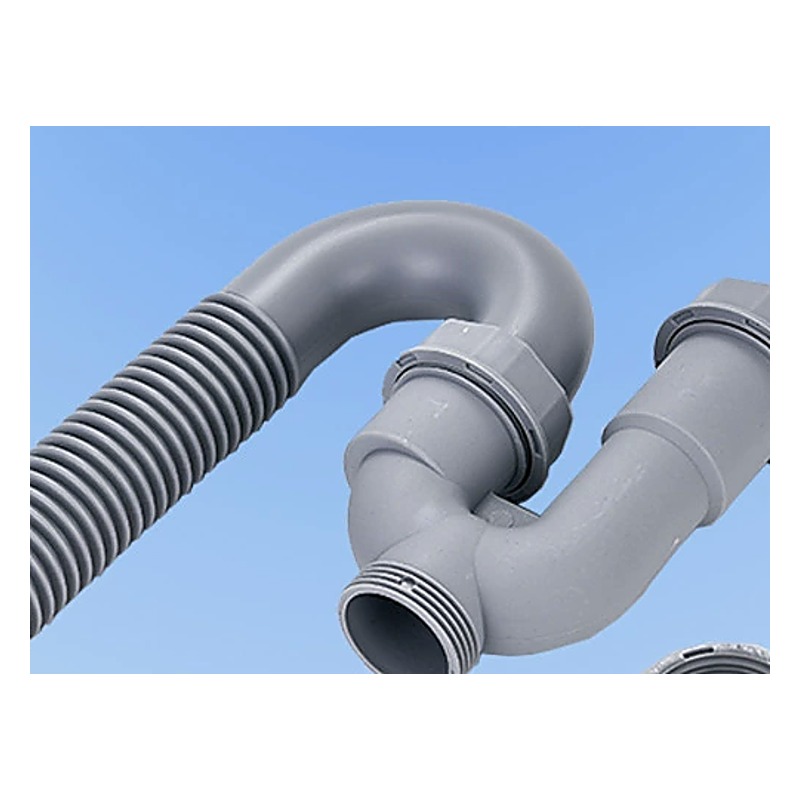 S-bend connector detail of flexible sink odor trap drain hose