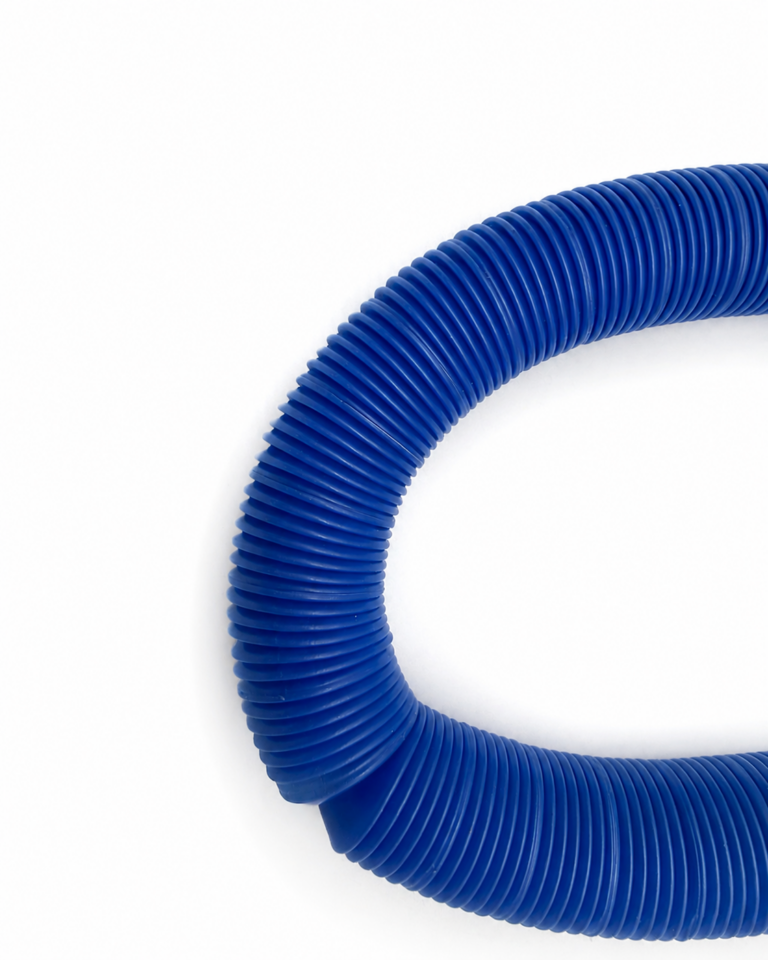 Blue corrugated section detail of disposable hookah hose