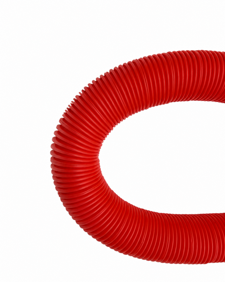 Red corrugated section detail of disposable hookah hose