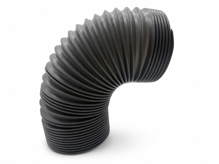 Black PP steel wire reinforced flexible duct hose bend view