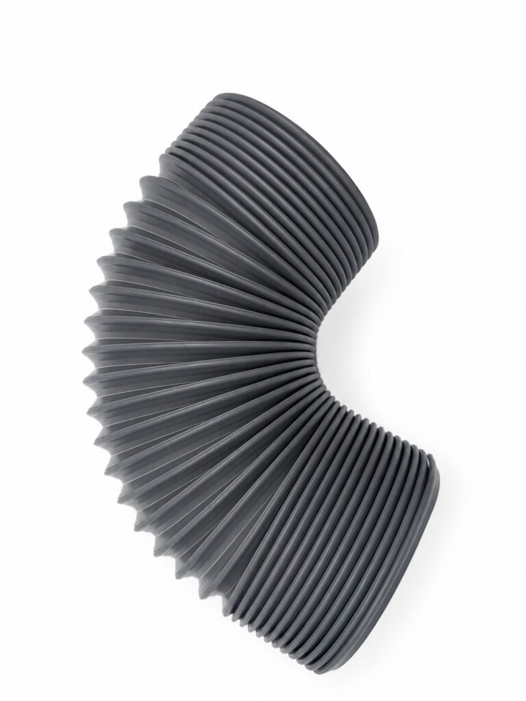 Black PP steel wire flexible duct hose curved profile view