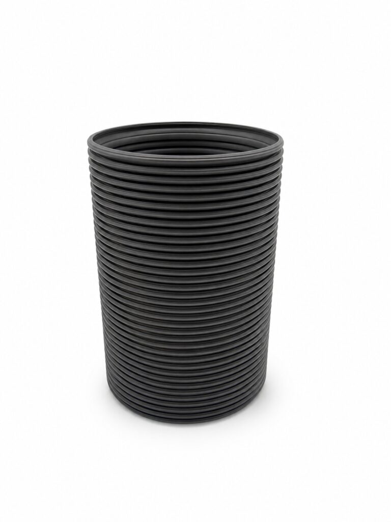 Black PP steel wire flexible duct hose open end view