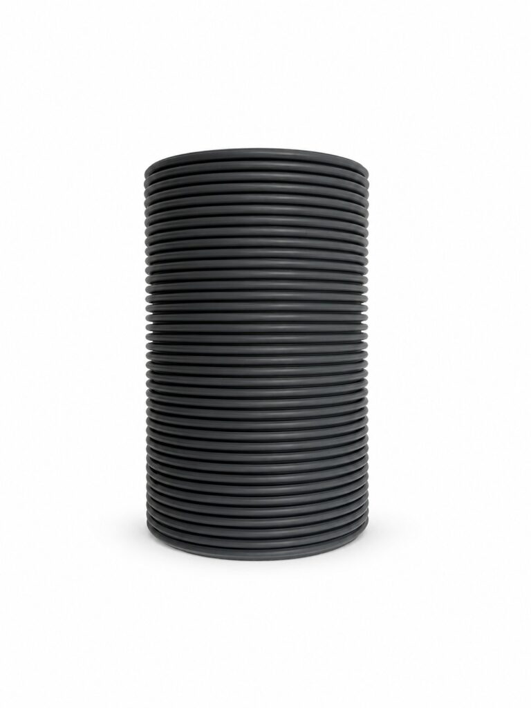 Black PP steel wire flexible duct hose straight view