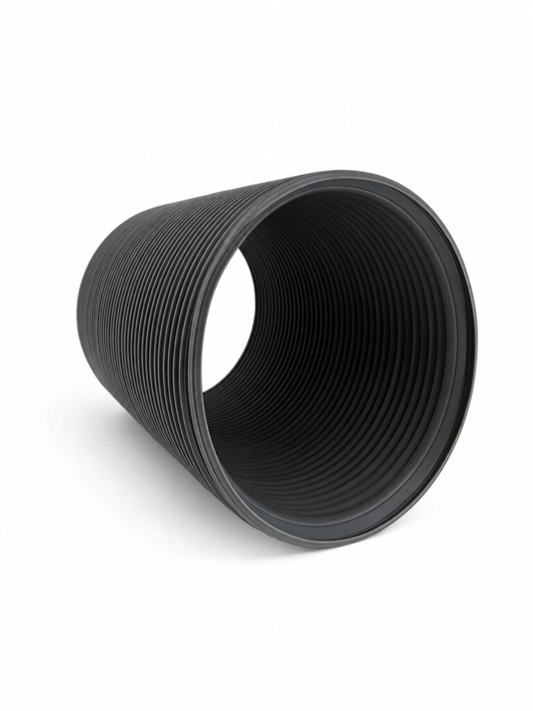 Black PP steel wire reinforced flexible duct hose angle view