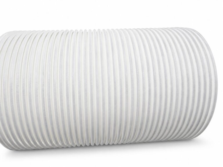 White PP steel wire reinforced flexible duct hose side view