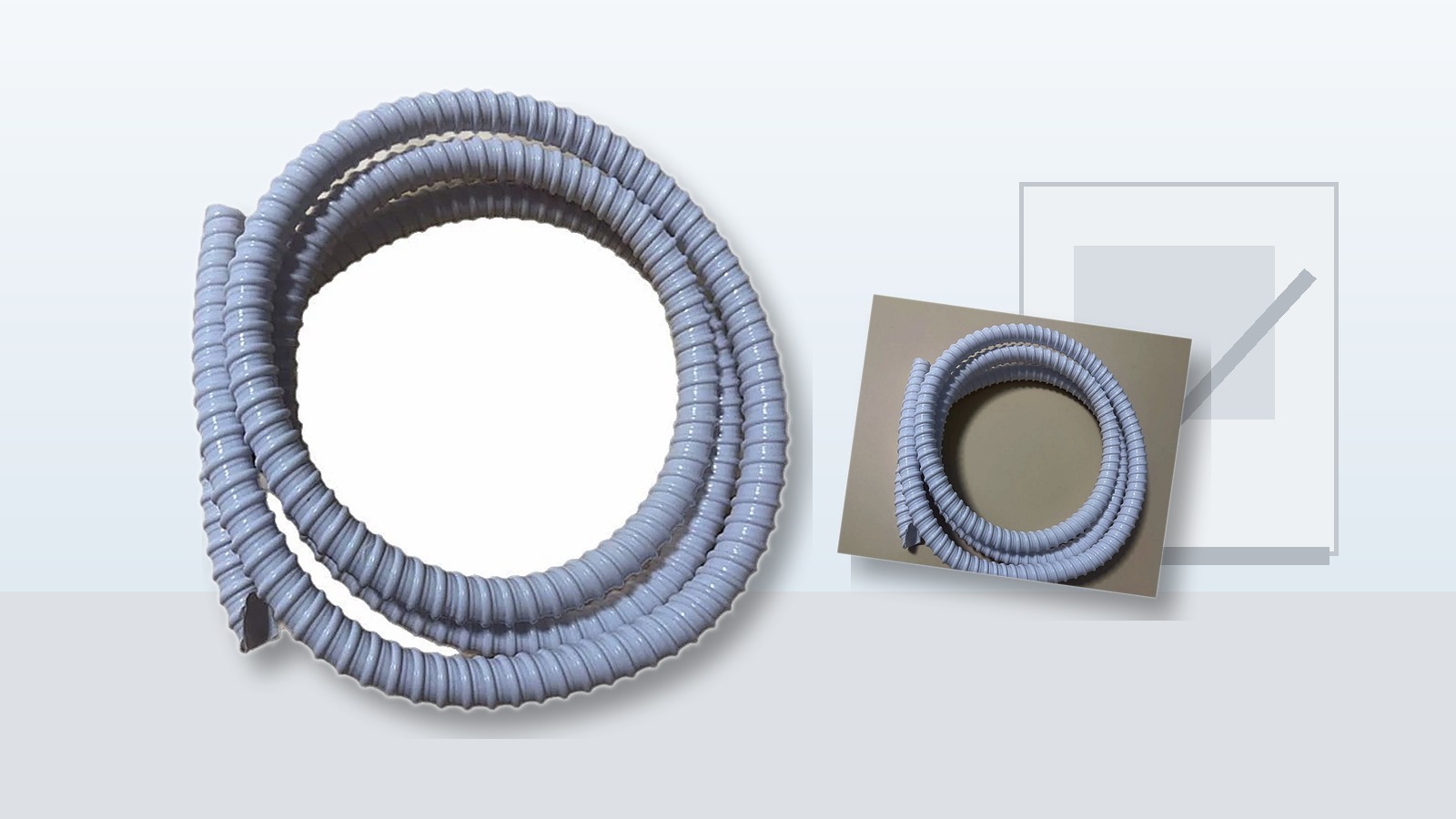 PVC reinforced spiral drain hose shown for flexible drain and transfer routing