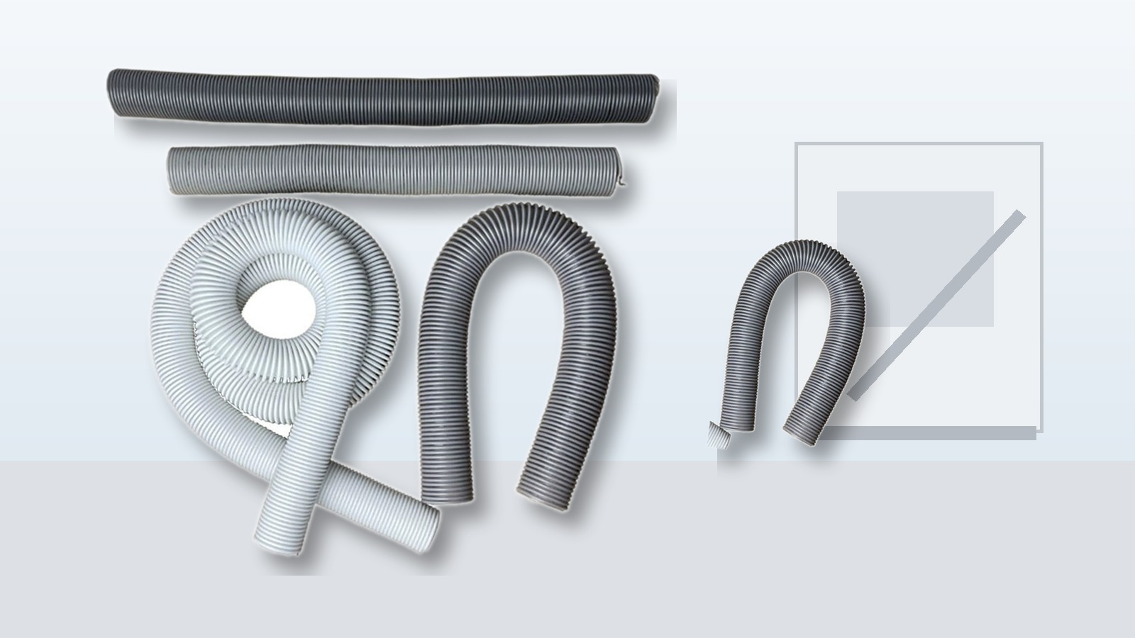 PVC spring dust hose shown for dust collection and suction routing
