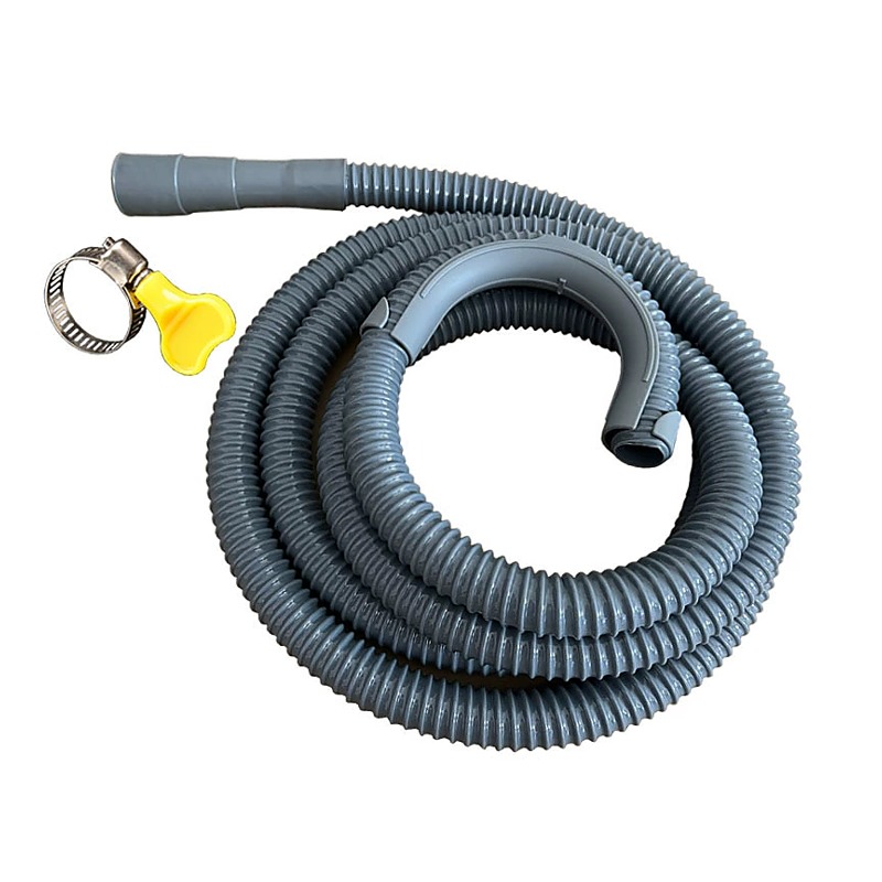 PVC washing machine drain extension hose with clamp and connector