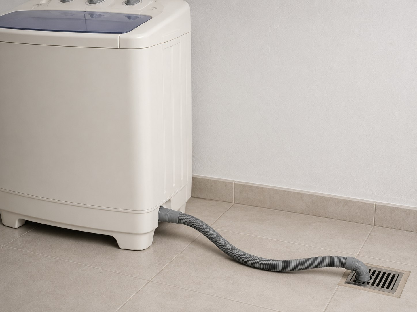 Semi-automatic washing machine drain hose application view