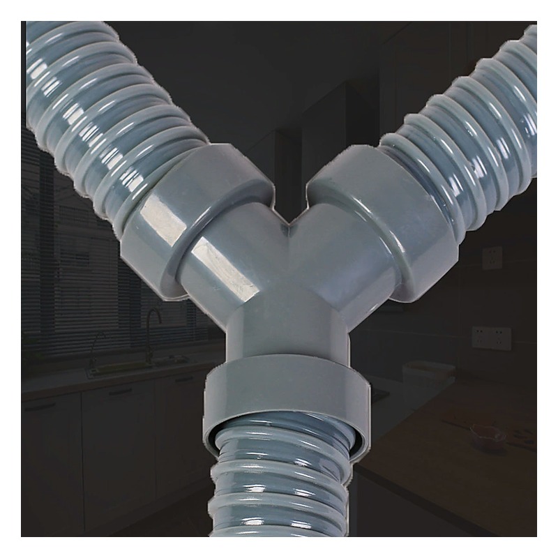 Y-connector detail of flexible sink drain hose