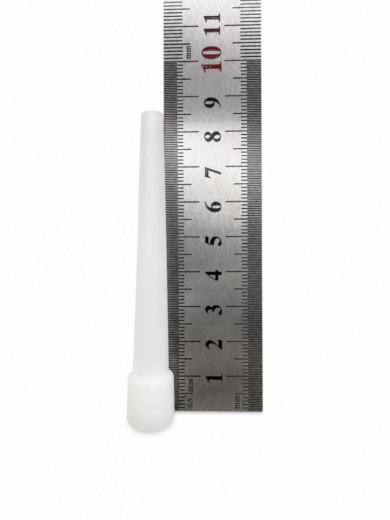 Upright length reference of a jumbo inside-fitting hookah mouth tip with ruler